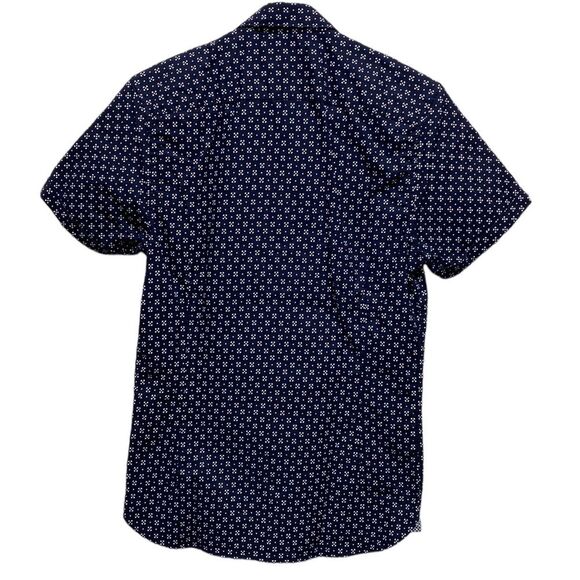 Ted Baker Polarbe Navy Dot Print Woven Cotton Short Sleeve Shirt Size 1 & Small - Picture 2 of 11
